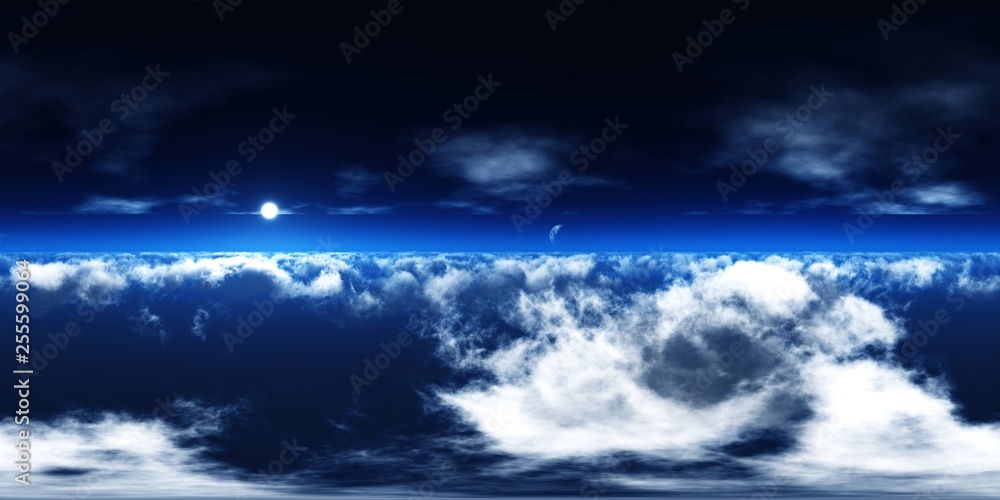 Obraz premium HDRI, environment map , Round panorama, spherical panorama, equidistant projection, panorama 360, Beautiful clouds, panorama of clouds