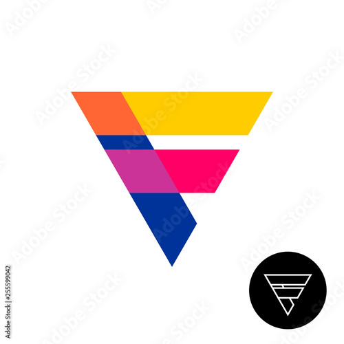 Letter f triangle logo with overlay opacity.