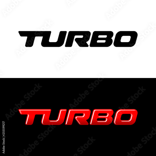Turbo word logo. Sport car decal with text Turbo.