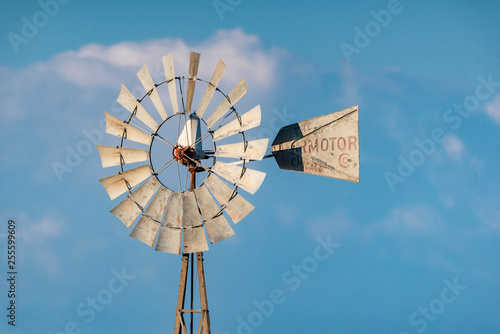 windmill against blue sky