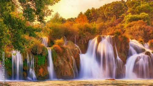 Beautiful Waterfalls in the river Krka  croatia