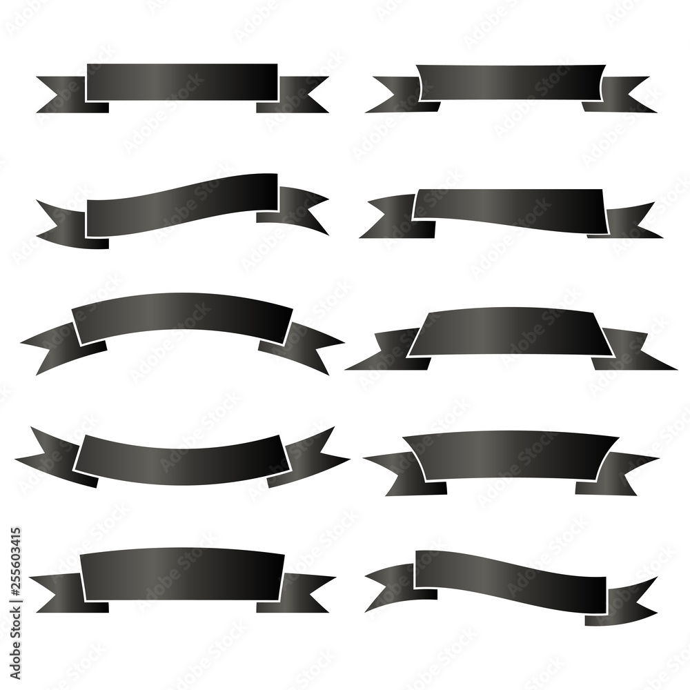 set of gray vector ribbons