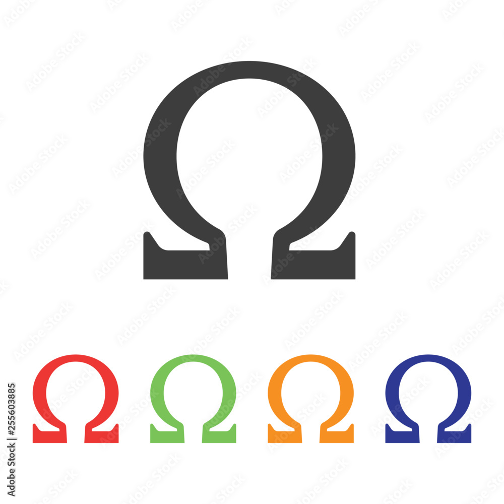 Omega symbol with various style color Stock Vector Adobe Stock