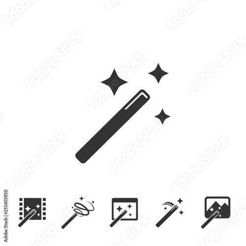 Magic wands icons set