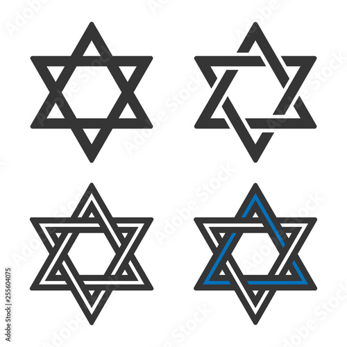 Set of four star david symbol vector image