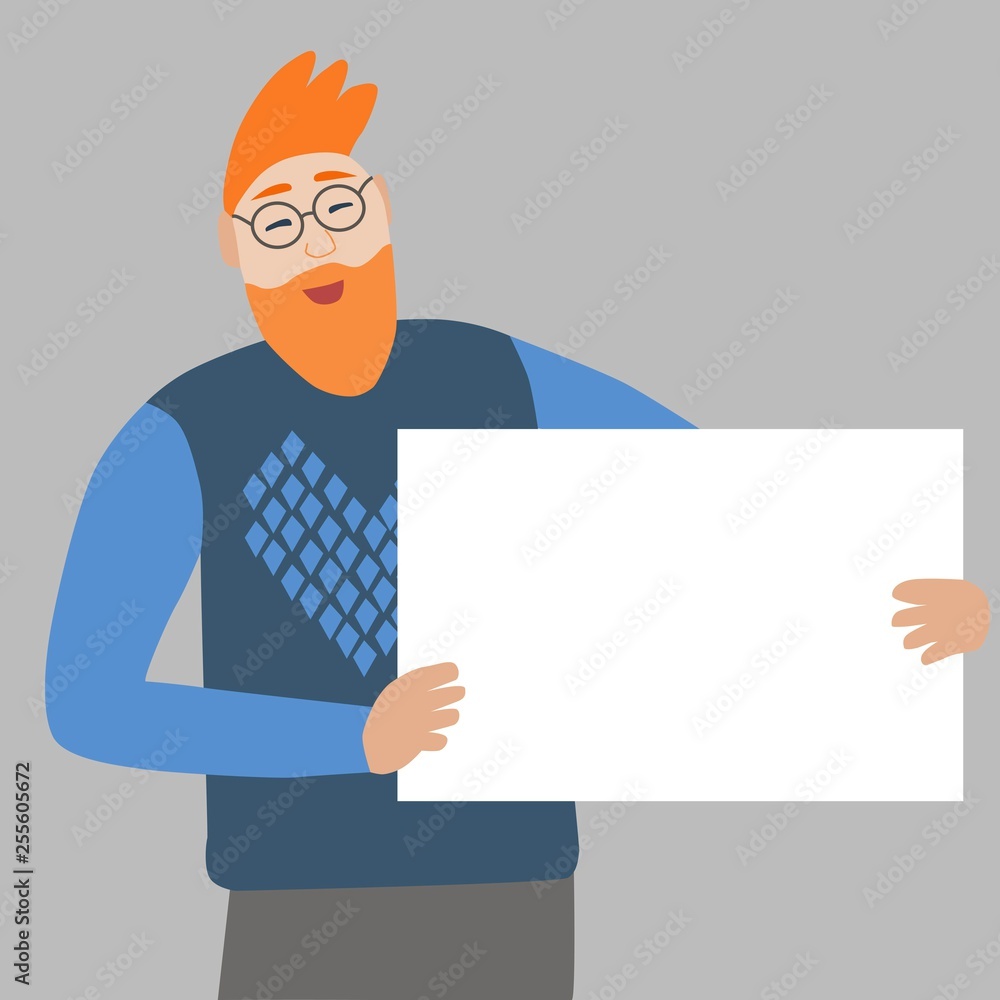 Man holding blank banner. Man show thumb up Man holding blank banner. Man show thumb up