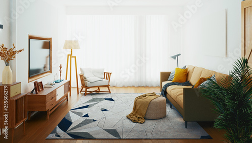 Living room, 3d rendering
