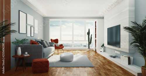 Living room, 3d rendering