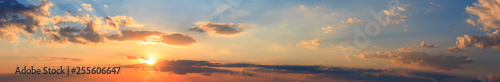 Summer sunset sky panorama