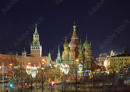 Pokrovsky Cathedral was built in 1561. The architects of the cathedral are Postnik and Barma. The style of the temple combines the traditions of Russian architecture. Moscow, Russia, March 2019.