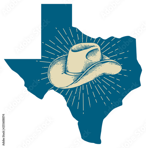 Texas map and cowboy hat design 