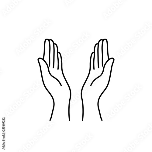 thin line prayer hands black icon