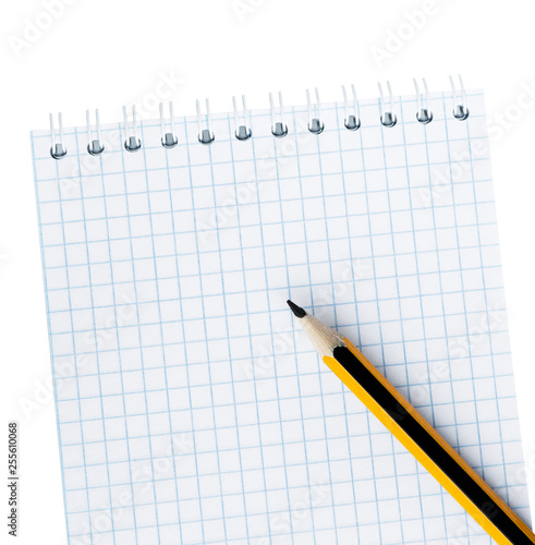 Blank notebook with pencil.