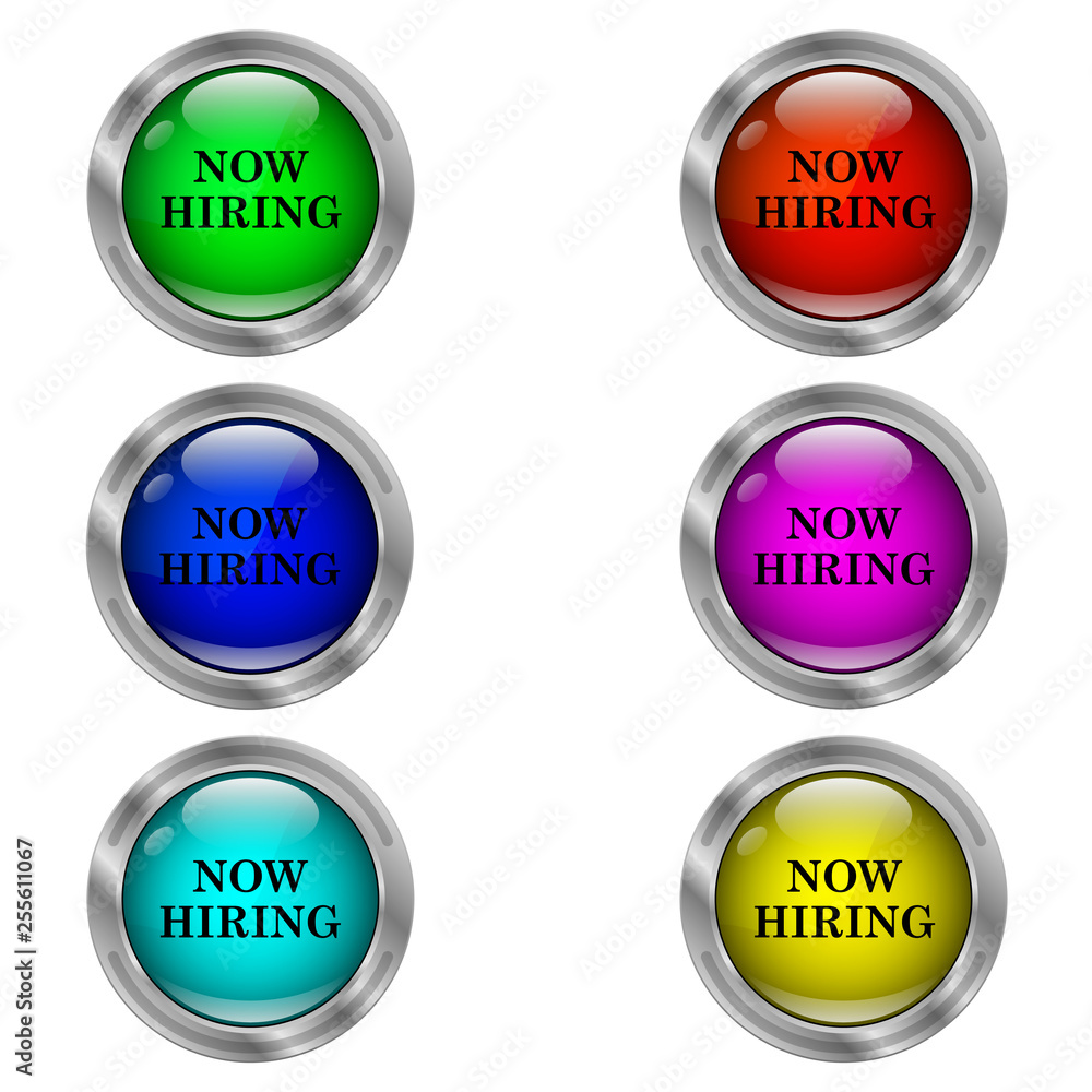 Now hiring icon. Set of round color icons. Now hiring icon. Set of round color icons.