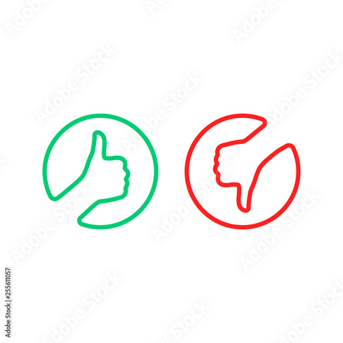 round thin line thumbs up and down logo