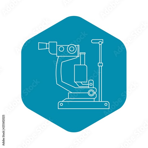 Phoropter, ophthalmic testing device machine icon. Outline illustration of phoropter, ophthalmic testing device machine vector icon for web