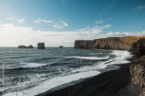 Black beach with huge waves in Iceland, Vik I Myrdal 