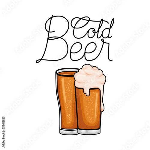 cold beer label isolated icon