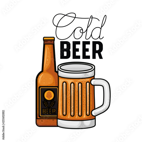 cold beer label isolated icon