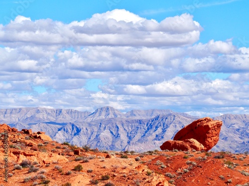 Red rocks and mountains in valley of fire national park in nevada