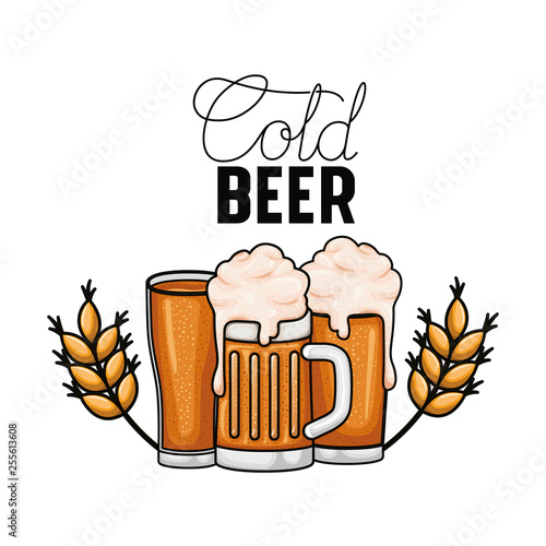 cold beer label isolated icon