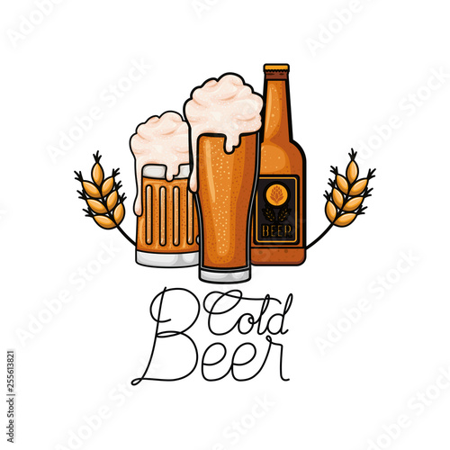 cold beer label isolated icon