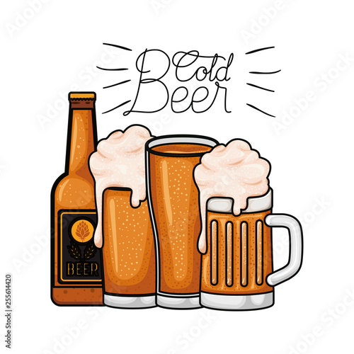 cold beer label isolated icon
