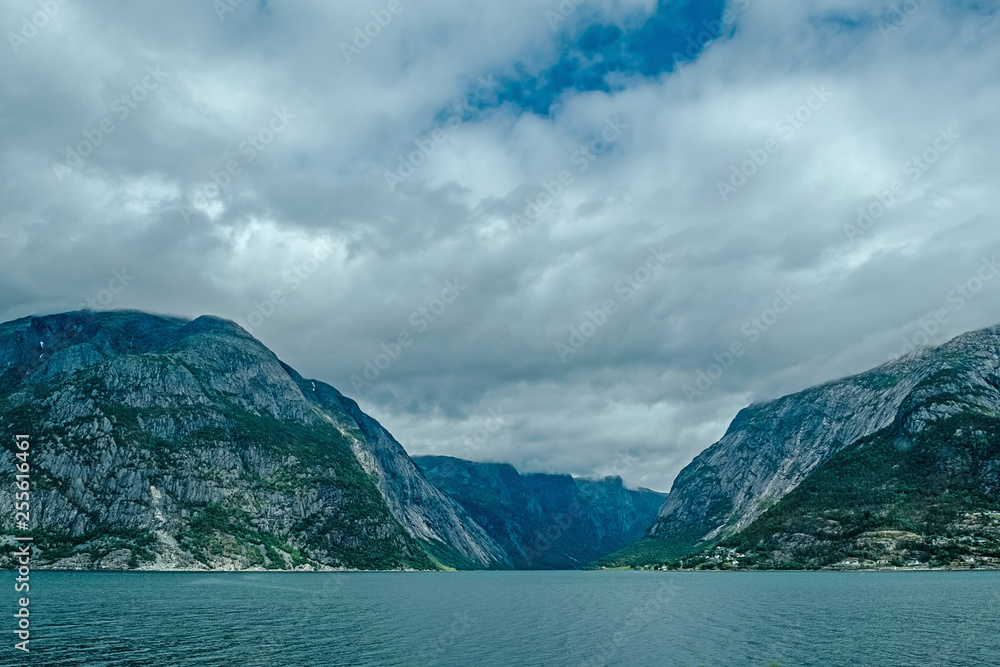 Norway fjord cloudy day