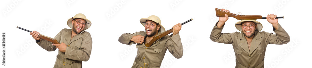 Safari hunter isolated on white Safari hunter isolated on white