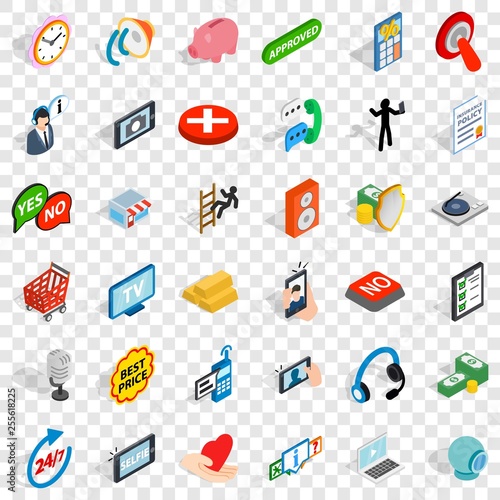 Community icons set. Isometric style of 36 community ector icons for web for any design