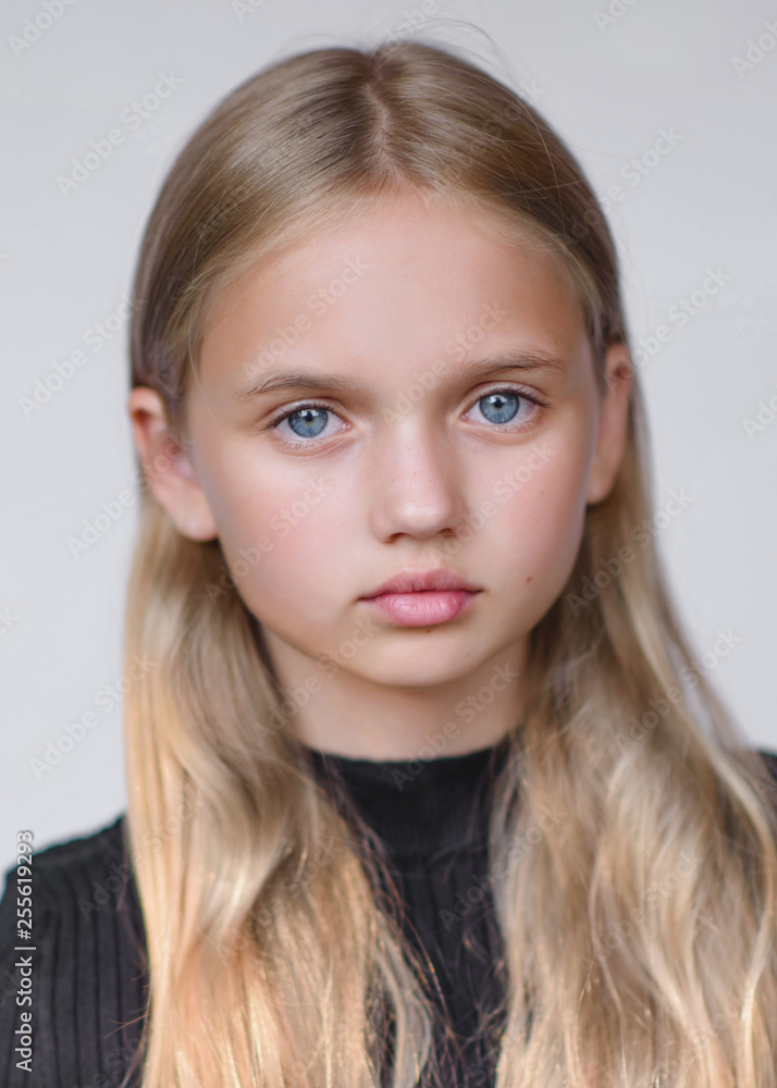 portrait of little model girl in studio portrait of little model girl in studio