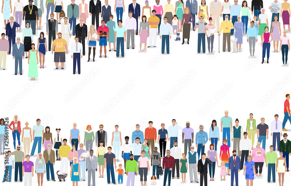 Many different people, group, place for text, vector illustration Many different people, group, place for text, vector illustration