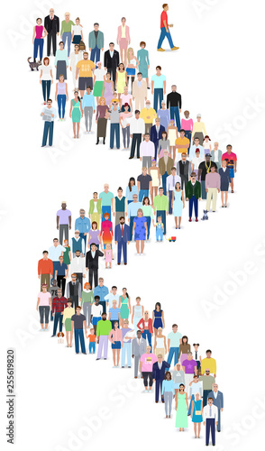 Many different people stand in line  vector illustration design