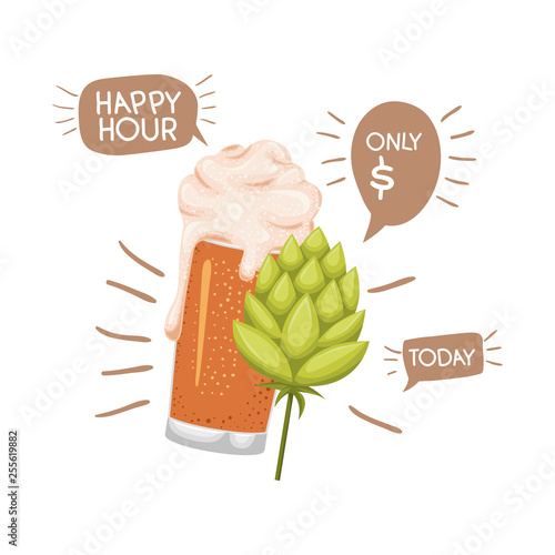 beer with foam and pinecone isolated icon
