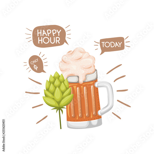 beer with foam and pinecone isolated icon