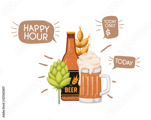 bottle of beer and glass isolated icon