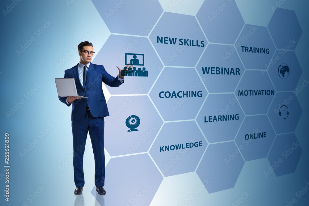 Businessman in online webinar concept Businessman in online webinar concept