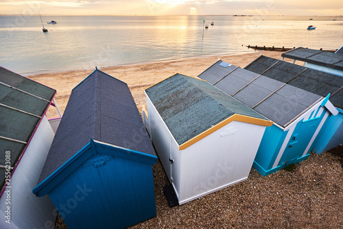 Colorful cottages on the beach in Southend photo