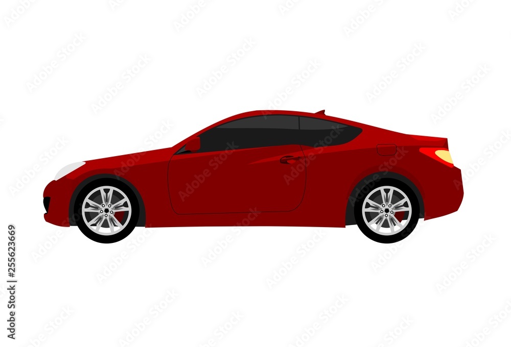isolated red car side view