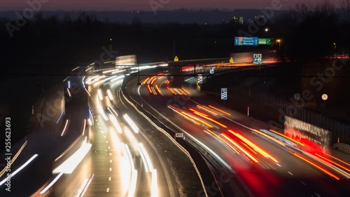 Rush hour on the curvy highway - night car lights timelapse