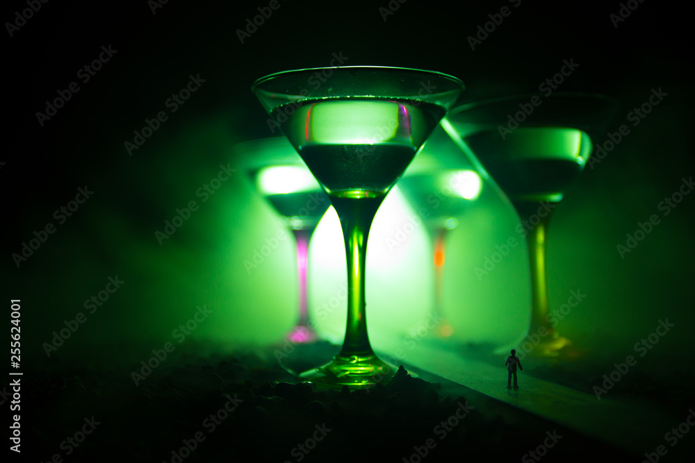 Selection of alcoholic drinks on rustic wood background. Creative artwork decoration Selection of alcoholic drinks on rustic wood background. Creative artwork decoration