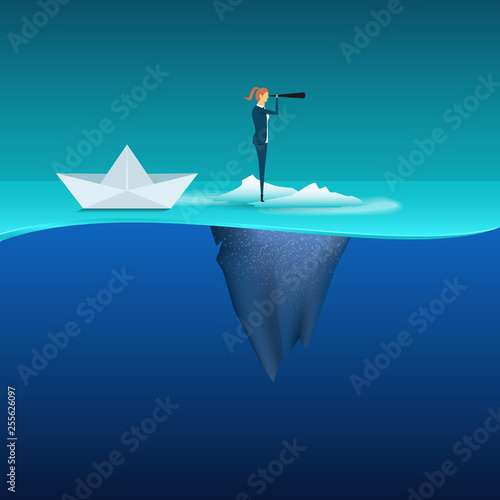 Minimalist Design Vector - Visionary leadership concept. Vision concept in business. Visionary Business Woman.