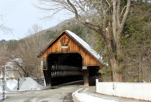 Union Street Covered Bridge built in 1969 in Woodstock, Vermont, USA