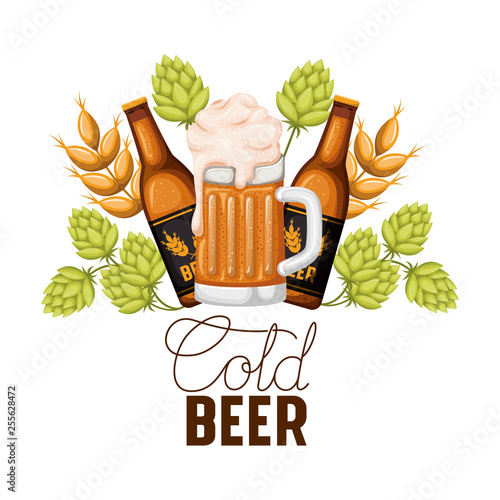 cold beer label isolated icon