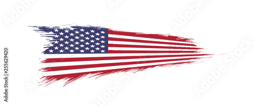 Flag of USA in grunge brush stroke.