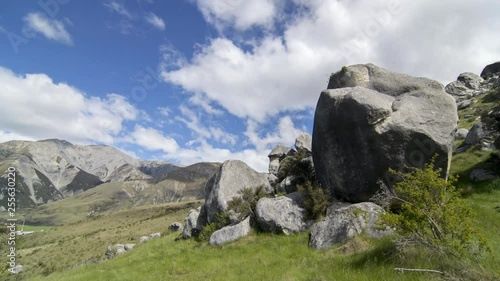 Timelapse Panoramic view of Kura Tawhiti Natural historic valley photo