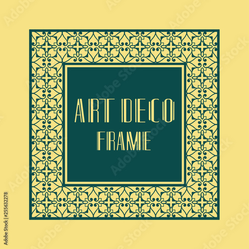Vintage retro ornamental art deco border frame. Geometric ornate element for design