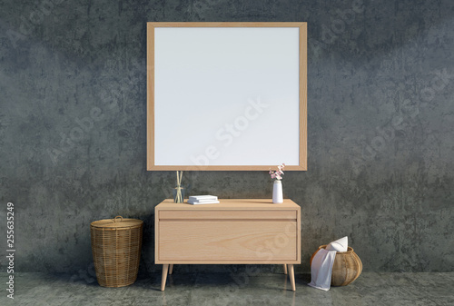 Mock up empty poster frame in modern interior backgrond, Scandinavian style, 3D Rendering © G3D Studio