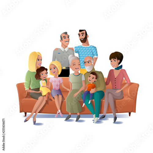 Big Family Gathering Together Vector Concept