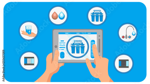 Smart House Water Filtration Vector Illustration